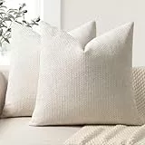 ZWJD Kissenbezug 40x40 2er Set Chenille Kissenbezüge Sofakissen Kissenhüllen Beige Dekokissen Weiche Sofakissenbezug für Couch, Bett und Wohnzimmer Heimdekoration Luxus Zierkissenbezüge