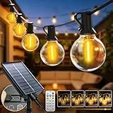 btfarm Solar Lichterkette Aussen mit Fernbedienung, 20M 25+2LED Lichterkette Außen Solar, G40 Glühbirnen Wetterfest 8 Modi Solarlichterkette Outdoor für Garten Balkon Party Hochzeit Deko, Warmweiß