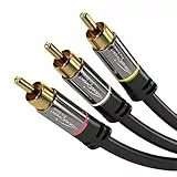 KabelDirekt – 2m – AV-Kabel, 3 Cinch auf 3 Cinch, Audio/Video (Koax-Kabel, RCA-Stecker, Stereo-Audio und Composite-Video, für Verstärker/HiFi und Heimkino/Blu-ray/Receiver, Schwarz)