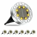 FIFlying Solar Bodenleuchten 6 Stück Solarleuchte für Garten 8 LED Gartenbeleuchtung Solar Wasserdicht Boden Solarleuchten Solarlampen für Außen Garten Rasen Auffahrt Gehweg Patio, Warmweiß