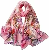 FAIRYGATE Schals für Damen mit Blumen Muster Elegantes Accessoire für Frauen Schal Halstuch Schulter Tuch Chiffon Stola Scarves 50019