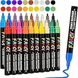 Acrylstifte für Wasserfest, 20 Farben 3mm Bemalen Permanent Marker Stifte Acrylstifte für Leinwand Marker Stifte für Keramik/Steine/DIY Fotoalbum/Papier/Glas