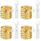 Diealles Shine Lichterkette Batterie, 4x10M 100 LED LichterketteBatterie mit Fernbedienung, Wasserdicht Lichterkette Draht für Innen Außen Party Hochzeit Weihnachten Deko