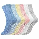 Firtink 6 Paar Kuschelsocken Stoppersocken Damen Flauschige Socken Antiruschsocken mit Noppen Frauen Haussocken Wintersocken Weihnachtssocken 36-41