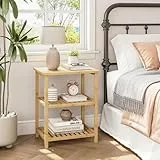 Dripex Beistelltische mit 3 Ablagen, Kleiner Nachttisch, einfacher Aufbau, Wohnzimmertisch Bambus für Schlafzimmer, Wohnzimmer, 40x30x50cm, Sofatisch