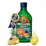 Möller's Omega 3 Lebertran | Nordic omega 3 kinder Nahrungsergänzung mit EPA, DHA, Vitamin A, D und E | Hochreiner natürlicher Lebertran | 165 Jahre alte Marke | Tutti Frutti | 250 ML