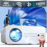 Beamer mit Tasche, Full HD 1080P 4K Unterstützt 13000 Lux, iZEEKER Mini Beamer 5G WiFi Bluetooth, Projektor Handy 300” Heimkino Kompatibel mit iOS Android HDMI TV Stick PS5 (Stativ Inklusive)