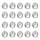 20 Stück Kristalle zum Aufhängen, 20mm Prisma Kristall, Sonnenfänger Kristall, Suncatcher für Fensterdeko, Kronleuchter Anhänger, Lichtfänger Kugel für Zuhause und Handwerksprojekte
