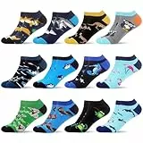 WeciBor Herren Bunt Lustige Sneaker Kurze Socken, 12 Paar Neuheit Tier, Größe 43-46