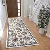 Hanse Home Caracci Teppich Orientalisch – Orient Läufer klassisch dicht gewebt mit Ornamenten und Blumenmotiven Weicher Kurzflor für Schlafzimmer, Esszimmer, Wohnzimmer, Flur, Küche – Creme, 80x240cm