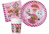 Partygeschirr Party-Set L.O.L. Surprise! Glam für 24 Personen (88 pcs: 24 Pappteller Ø23cm, 24 Becher 200ml, 40 Servietten 33x33cm)