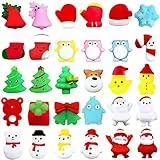 POPOYU Weihnachten Mini Mochi Squishy Set,Squeeze Spielzeug für Kinder,30 Stück Kawaii Mini Soft Mochi Squishy Spielzeug,Weihnachts Stretchy Stress Relief Spielzeug für Weihnachtsfeier Taschenfüller