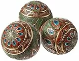 Design Toscano Pfauenfederkugeln Dekorative Akzentkugeln, 8 cm, Set of Three, Vollfarbe