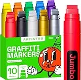 Artistro 10 mehrfarbige Jumbo-Marker, Zeichenset, Acryl-Markerstifte mit 15 mm Jumbo-Filzspitze für Stein, Holz, Leinwand, Keramik, Glas, Wandmalerei, Poster, Kunst, Zeitschriften, Kalligraphie