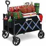 Sekey Bollerwagen Faltbar Klein 80KG, Handwagen Klappbar, Faltbarer Einkaufswagen Campingwagen mit Höhenverstellbarem Griff, Leicht & Platzsparend & Stabil, Mini 4029, Schwarz