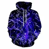LAIDIPAS Herren Damen 3D Kapuzenpullover Mode Langarm Pullover Kapuze Sweatshirt Top mit Tasche, Lila Lightning, Medium