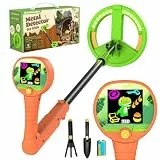 Greenrex Metalldetektor Kinder, Für Kinder von 3–12 Jahren, 6CM HD LCD Display, Ton & Lichtsignale, 59–82CM höhenverstellbar, 10CM Präzision, 470g leicht, lehrreiches Outdoor-Set