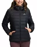 Pioneer Camp Federleichte Daunenjacke Damen Winddicht Warme Steppjacke für Frauen Dünne Down Übergangsjacke Hooded Packable Winterjacke mit Kapuze und Reißverschluss Taschen （Black;S