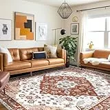Vamcheer Teppich Wohnzimmer Teppich Vintage-Flauschig Schlafzimmer Teppich Weich Esszimmer Teppich, Kurzflor Outdoor Teppich, Waschbarer Teppiche, rutschfest Kunstwolle Teppich, 160x230 cm, Orange