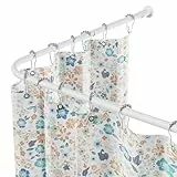 WELDUN L-Form Duschvorhangstange, verstellbar 68-96 cm × 68-96 cm, Edelstahl Eck-Duschstange, wasserdicht und rostfrei, 90-Grad-Gardinenstange, inklusive 12 Ringen, Schrauben Set, weiß