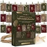 Lebenskompass Adventskalender Karten Set 2024 – 24 Achtsamkeitskarten mit Clips & Fäden – Kreativer Selbstliebe Adventskalender zum Aufhängen, für Achtsamkeit und Reflexion