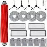 21 Stück Zubehörset für Roborock Qrevo S/Qrevo Pro/Qrevo MaxV Saugroboter, Ersatzteile 1 Hauptbürste 6 Staubbeutel 4 Wischpad 4 HEPA Filter 4 Seitenbürste 1 Reinigungszubehör 1 Schraubendreher