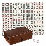 BESPORTBLE Kleiner Mahjong Satz Tragbares Reise Mahjong Spielset mit Bruchfesten Nummerierten Steinen und Kasten Chinesisches Brettspiel für Unterwegs und Party Zufällige Farbe