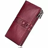 Roulens Geldbörse für Damen, Echtleder, Kartenhalter, für Telefon, Scheckbuch, Organizer, Reißverschluss, Münzbörse - - Large