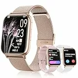 Loekneue New Smartwatch Damen mit Telefonfunktion 1.83' HD Tocuh Uhr mit Menstruationszyklus Schlafüberwachung SpO2 Pulsuhr IP68 Fitness-Überwachung Schrittzähler Android IOS (Rosa)