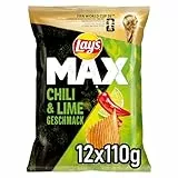 Lay's Max Lay's Max Chili & Lime Geschmack – Knusprige Kartoffelchips für eine gelungene Party (12 x 110 g) (Verpackungsdesign kann abweichen)