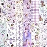 24 Blatt Scrapbook Papier Lila Fee Elfen Muster,12-Typen Doppelseitige Dekorpapier Schmetterlin Origami Papier Scrapbook Zubehör Craft Mädchen Bastelpapier Journal Motivpapier DIY Fotoalbum 30x30cm