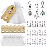 Gigmeta 24 Stück Schutzengel Anhänger, Gastgeschenke Taufe Hochzeit mit Organza Tasche und Kraftpapier Anhänger, für Kommunion Gastgeschenke Konfirmation Taufe Geschenk Abschied