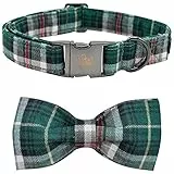 Elegant Little Tail Hundehalsband Mit Schleife - Weihnachten Kariertes Halsband für Junge Mädchen Hunde, Verstellbar für Kleine Mittelgroße Hunde