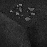 Deconovo Leinenoptik Tischdecke WasserabWeißend Tischwäsche Lotuseffekt, 130x280 cm, Schwarz