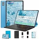SUAAT Android Tablets, 20 GB RAM + 128 GB ROM +2 TB TF 10.1 Zoll, 8-Kern-Prozessor, Widevine L1/WiFi 6/Bluetooth 5.0/6000 mAh/GMS-Zertifiziert/8 MP + 5 MP/Tablet-PC mit Hülle, Tastatur und Maus, Blau