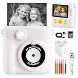CHRERNA Kinderkamera Sofortbildkamera,1080P 2.4 Zoll Bildschirm Digitalkamera Kinder mit 32GB TF Karte,Druckpapier, Farbige Stifte,Geschenk für 3-12 Jahre Jungen und mädchen