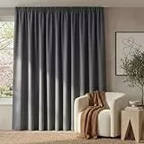 PONY DANCE 90% Blickdichter Vorhang mit Kräuselband für Schiene Thermovorhang Hitzeschutz 1er Set H 245 x B 300 cm Grau, Extra Breite Gardine für Wohnzimmer/Schlafzimmer Verdunklungsvorhänge