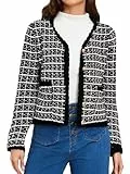Belle Poque Strickjacken für Damen mit Knopf Open Front Elegante Langarm Jacke Schwarz XXL