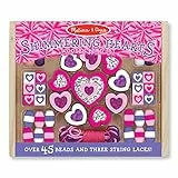 Melissa & Doug Holzperlen Set Funkelnde Herzen | Holzperlen zum Auffädeln | Kinder Modeschmuck- Armband | Bastelset Geschenk für Kinder ab 4 Jahren | Halsketten Bastelset für Mädchen oder Jungen |