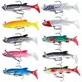 UTMACH 10 Stück Angelköder Set Weicher Fischköder Köder Gummifische mit Jigkopf Angel Köder Raubfisch Fishing Lures Köder Gummifisch Hecht Wobbler für Hecht Angeln,Barsch Köder,Wobbler für Meerforelle