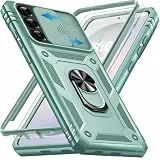 Giyer Panzerhülle für Samsung Galaxy S26 Hülle mit Schutzfolie, Handyhülle S26 Case mit Kameraschutz 360° Metall Ring Ständer, Stoßfest Schutzhülle für Samsung S26 5G Cover Tasche (Mintgrün)