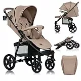 Lionelo Annet Plus Buggy Kinderwagen ab Geburt bis 22 kg, Liegefunktion flach, kompakt faltbar, große EVA Räder mit Federung, XXL Verdeck, inkl. Fußsack, Moskitonetz & Getränkehalter