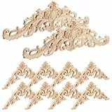 10 Stück Holz Ornamente Stuckleisten Wand Ornamente für Möbel Ecke Onlay Applique Möbe Geschnitzt Corner Holzornamente für Möbel 30 x 8 cm Holzschnitzerei Applikation