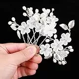 5 Stücke Haarspange Blume Braut Haarspangen Weiße Perle Haarnadeln Haarspange Silber Braut Haarschmuck Perlen Haar Blume Hochzeit Haarschmuck Kommunion Mädchen Hairpin