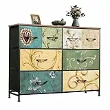 WLIVE Kommode mit 8 Stoffschubladen Dreilagig, Kommodenschrank für Schlafzimmer, Kommode Wohnzimmer, mit Stabiler Stahlrahmen, Bohemien