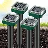Maulwurf Vertreiber Solar, Ultraschall Maulwurfschreck für Garten & Rasen, Wasserdichter Solarbetriebener Wühlmaus Vertreiber, Schlangenabwehr für Außenbereich, Haustierfreundlich -4 Stück