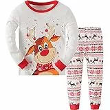 MIXIDON Kinder Weihnachts Schlafanzug,Weihnachtsbaum 2,10 Jahre