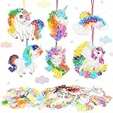 MONCAP 12STK Einhorn Bastelset Kinder Einhorn Basteln Mädchen Einhorn Kreativ Set Mädchen Einhorn Kunsthandwerk Poke Art DIY Toys für Kreatives DIY Kindergeburtstag Einhorn Party Geschenke