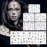 Halloween Tattoo Gesicht Spinnen, 11 Blätter Spinnen Tattoos für Gesicht & Körper, Realistische Spinnennetz Tattoos,Temporäre Klebetattoos für Kinder & Erwachsene, Halloween Party Karneval Deko