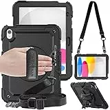 TECHGEAR Utility iPad 10 Generation 2022 hülle (10,9 Zoll) iPad 11 A16 2025, Robust Heavy Duty Stoßfeste Schutzhülle, 360 Grad Schwenk ständer, stifthalter, Hand, Schulter Gurt, Eingebaut schutzfolie